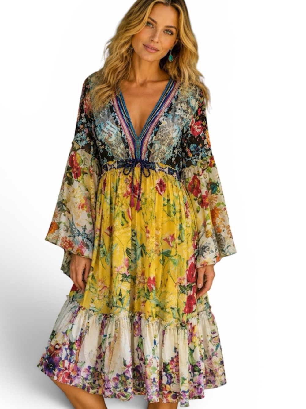 JOHNNY WAS SILK DARI DRESS  w slip NWT